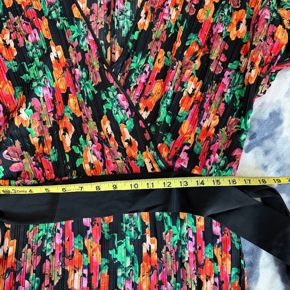 Diane von Furstenberg Vintage Autumn Plissé Floral Midi Dress – Size XL EUC - Picture 5 of 7